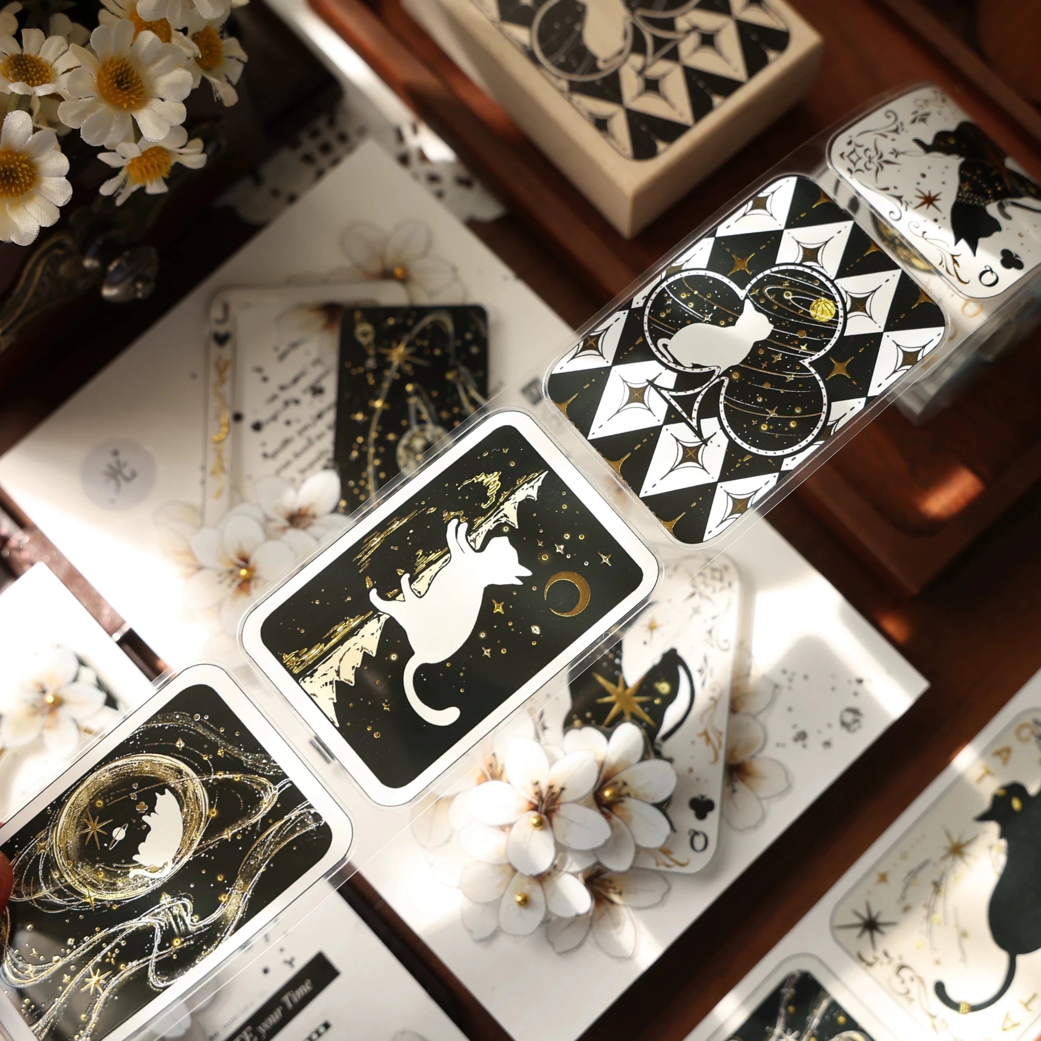 Vintage Cat Playing Card Washi Tape Set - Foil PET Journal Stickers for Scrapbooking #product_typel - SummitGH