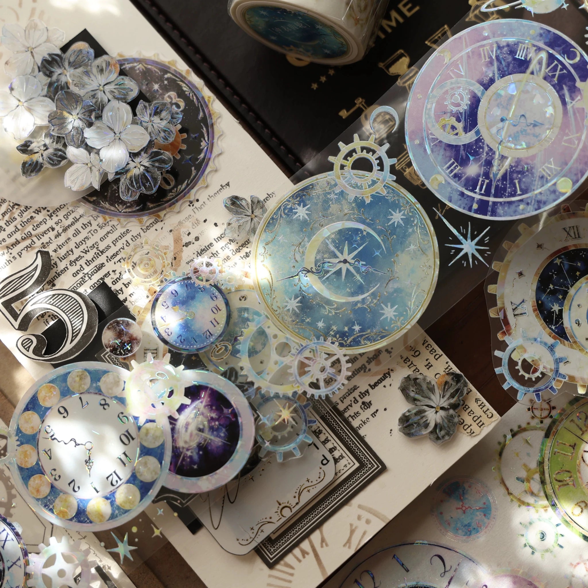 Vintage steampunk washi tape collage layering craft supplies - SummitGH