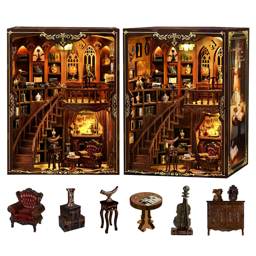 Ancient Library Booknook Kit - DIY 3D Wooden Puzzle for Bookshelf Decor DIY Craft Kits DIY Craft Tool - SummitGH
