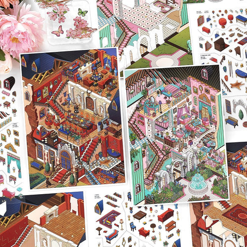 Vintage Room 2.5D Stickers for Scrapbooking & DIY Crafts - Mini Scene Diorama #product_typeSummitGH