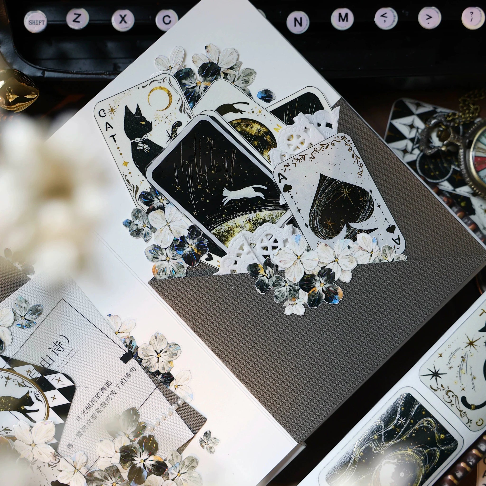 Vintage Cat Playing Card Washi Tape Set - Foil PET Journal Stickers for Scrapbooking #product_typel - SummitGH