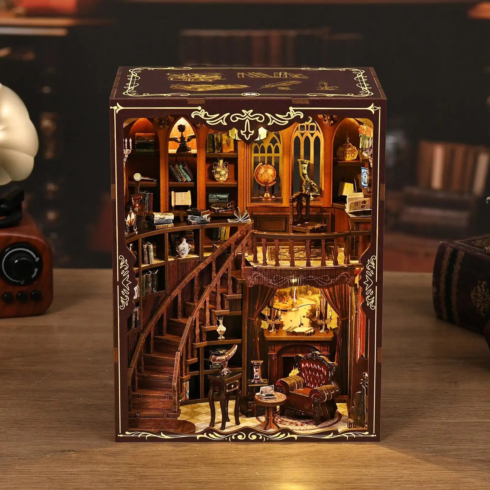 Ancient Library Booknook Kit - DIY 3D Wooden Puzzle for Bookshelf Decor DIY Craft Kits DIY Craft Tool - SummitGH