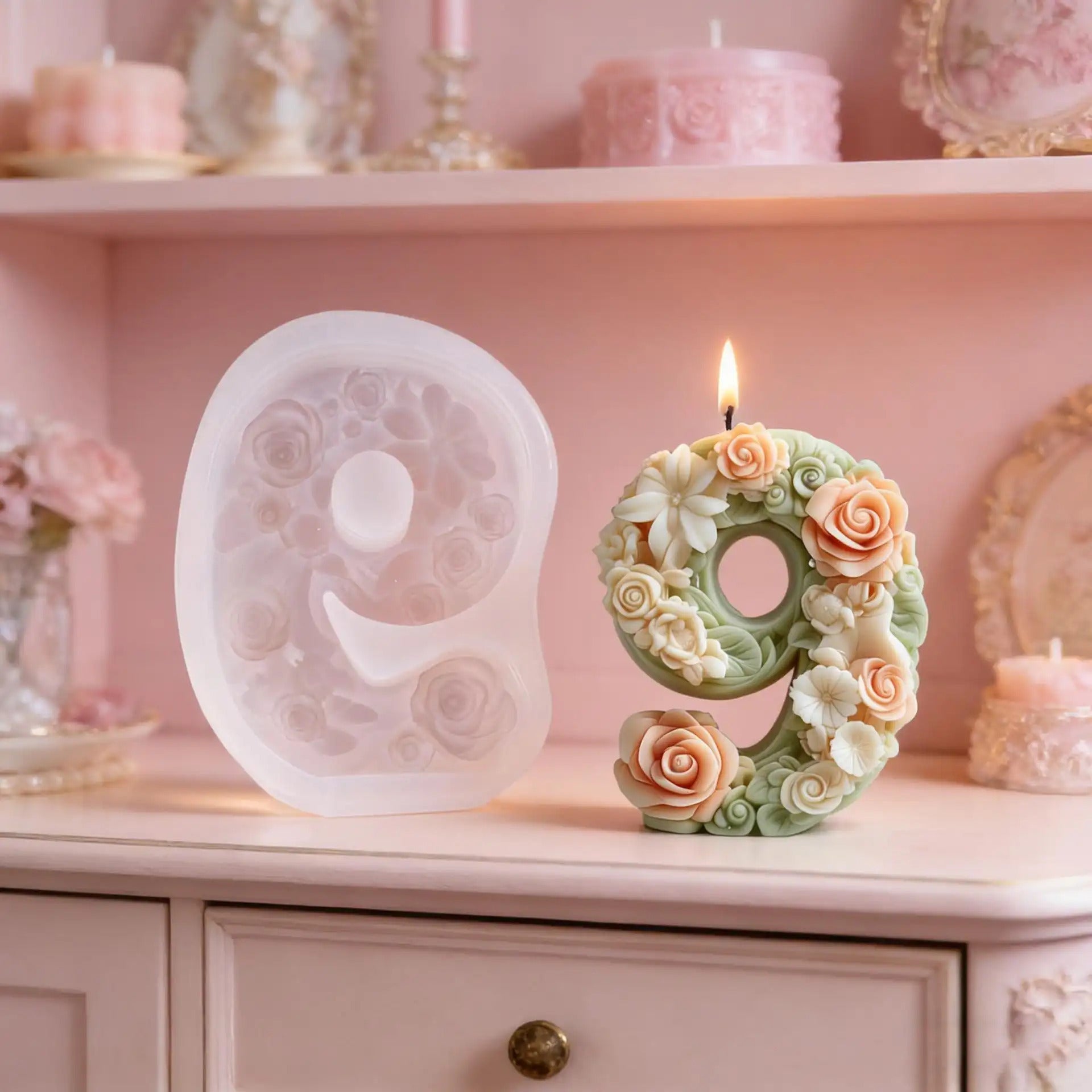Flower Digital Silicone Mould 3D Silicone Mold for Scented Candles & Plaster Sculptures Candle Mold DIY Craft Tool - SummitGH