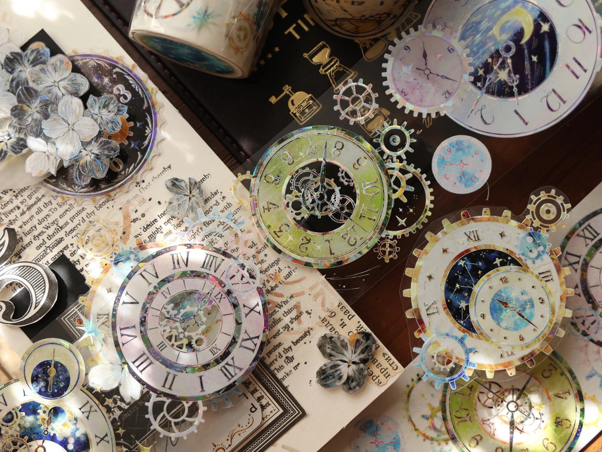 Vintage steampunk washi tape collage layering craft supplies - SummitGH