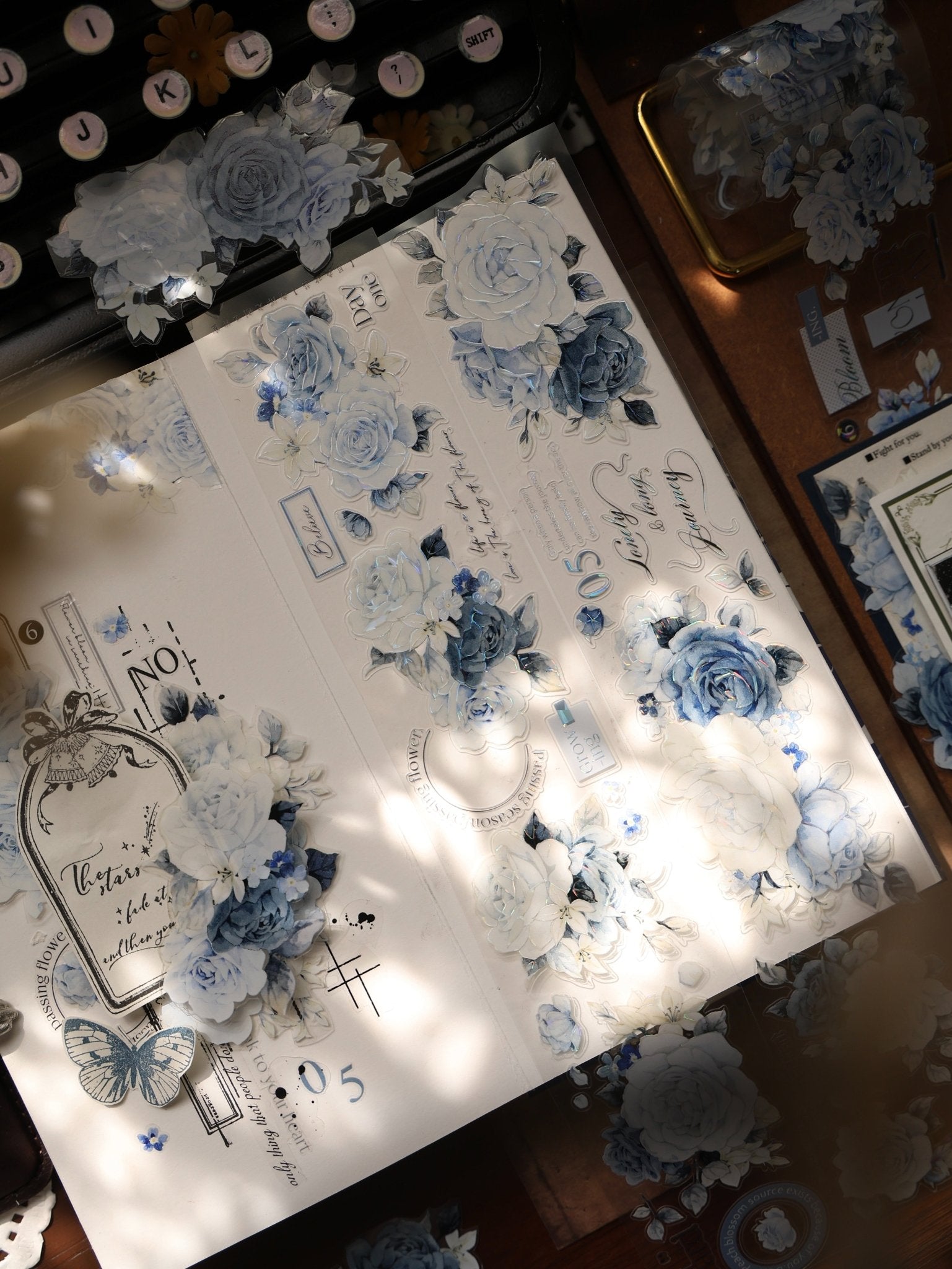 Moonlight Blue Rose PET- Stickers for Journaling – SummitGH