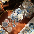 Vintage Floral Washi Tape Stickers Set – 5m Blue & Green PET Die-Cut Journal Stickers