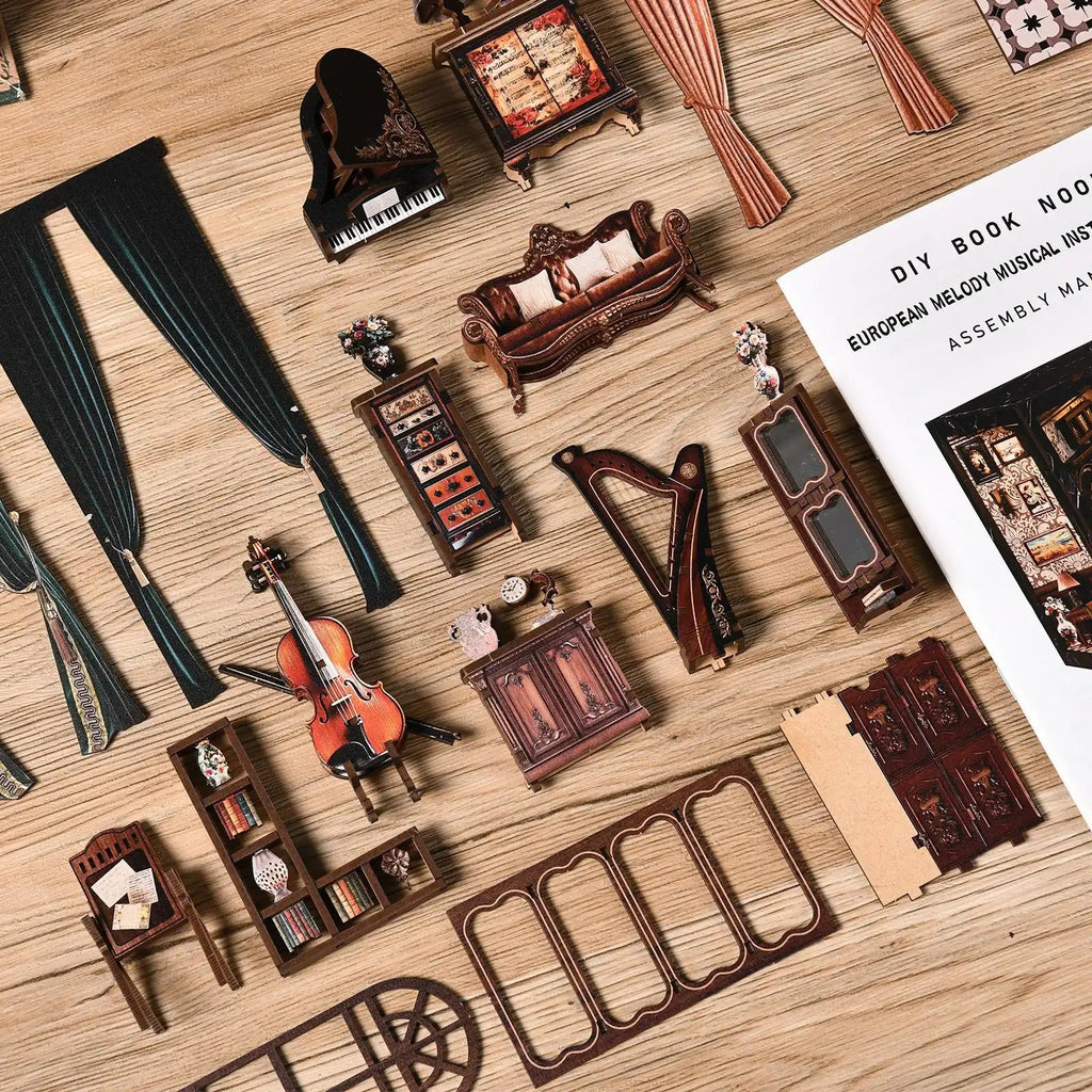 European Melody Music Booknook Kit – book nook shelf insert miniature scene craft kit adults- SummitGH