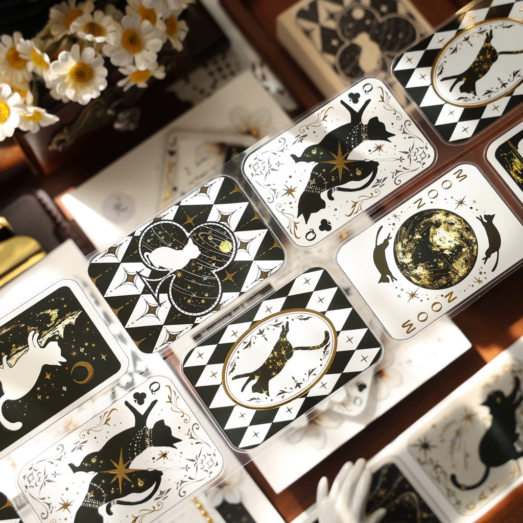 Vintage Cat Playing Card Washi Tape Set - Foil PET Journal Stickers for Scrapbooking #product_typel - SummitGH