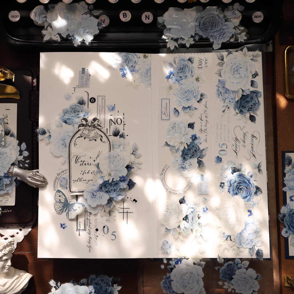 Moonlight Blue Rose PET- Stickers for Journaling – SummitGH