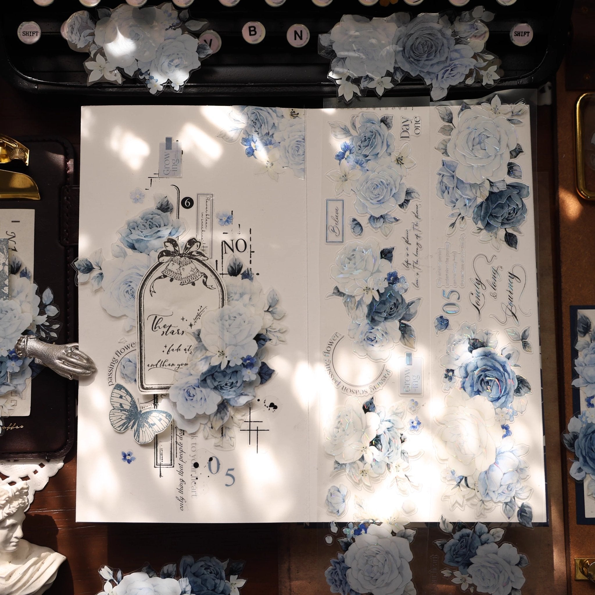 Moonlight Blue Rose PET- Stickers for Journaling – SummitGH