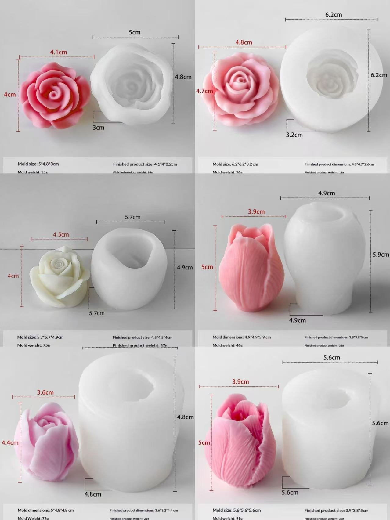 Floral 3D silicone mold for candle making, soap crafting and baking – flexible food-grade flower petal mold