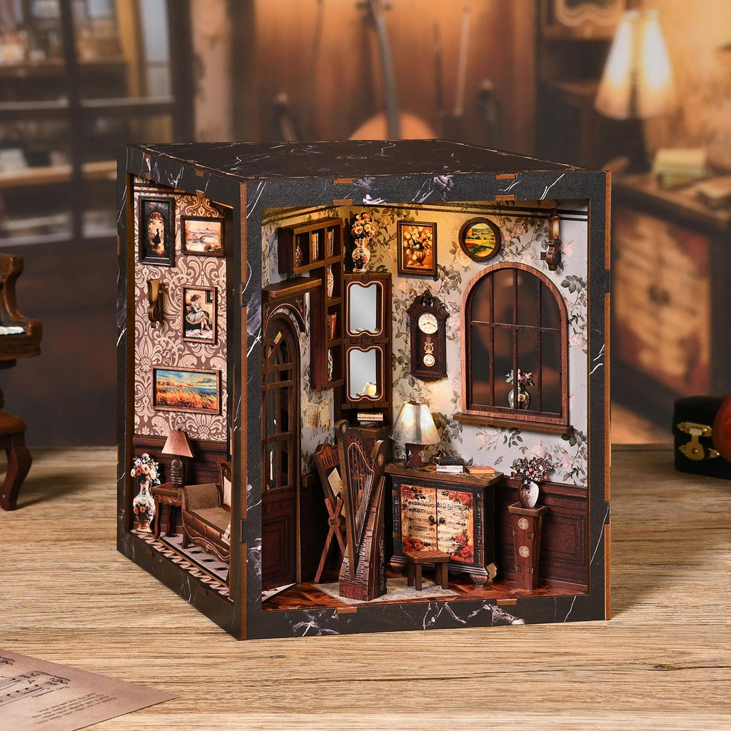 European Melody Music Booknook Kit – DIY book nook kit gift book lovers shelf decor LED- SummitGH