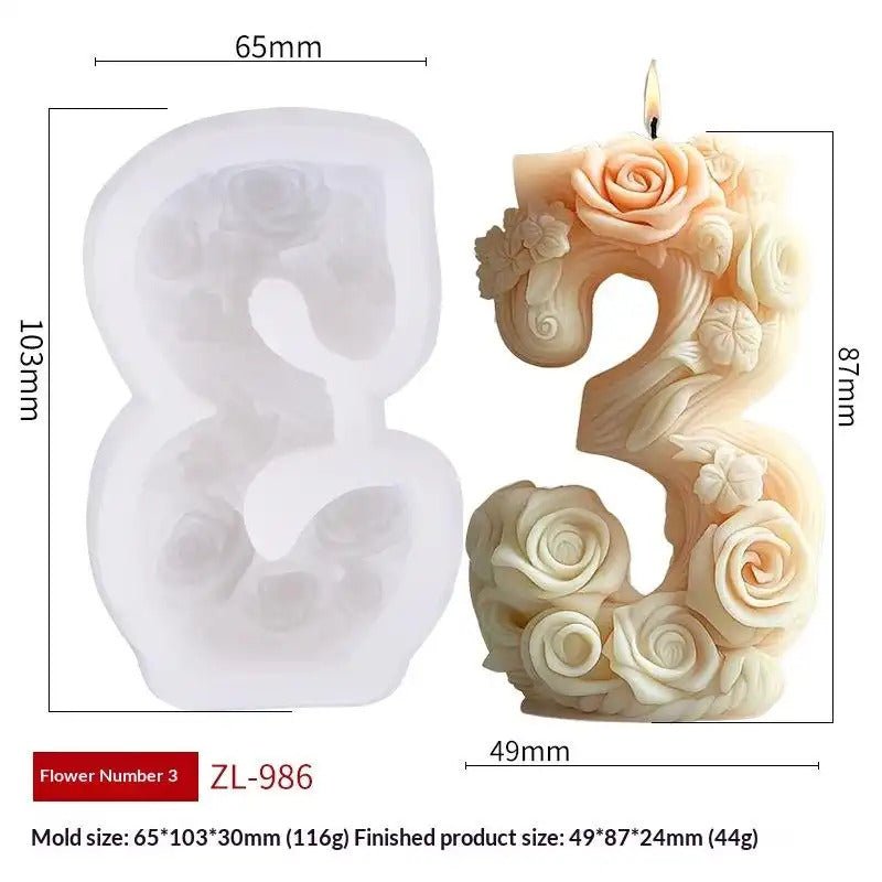 Flower Digital Silicone Mould 3D Silicone Mold for Scented Candles & Plaster Sculptures Candle Mold DIY Craft Tool - SummitGH