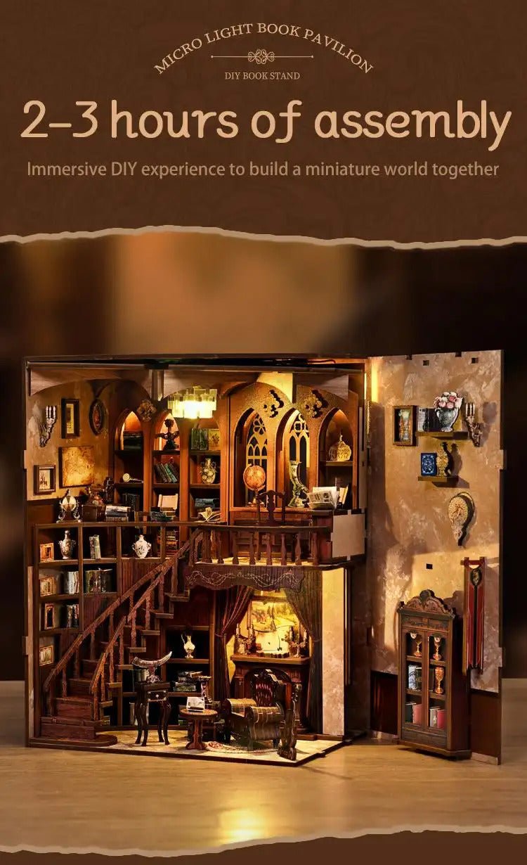 Ancient Library Booknook Kit - DIY 3D Wooden Puzzle for Bookshelf Decor DIY Craft Kits DIY Craft Tool - SummitGH