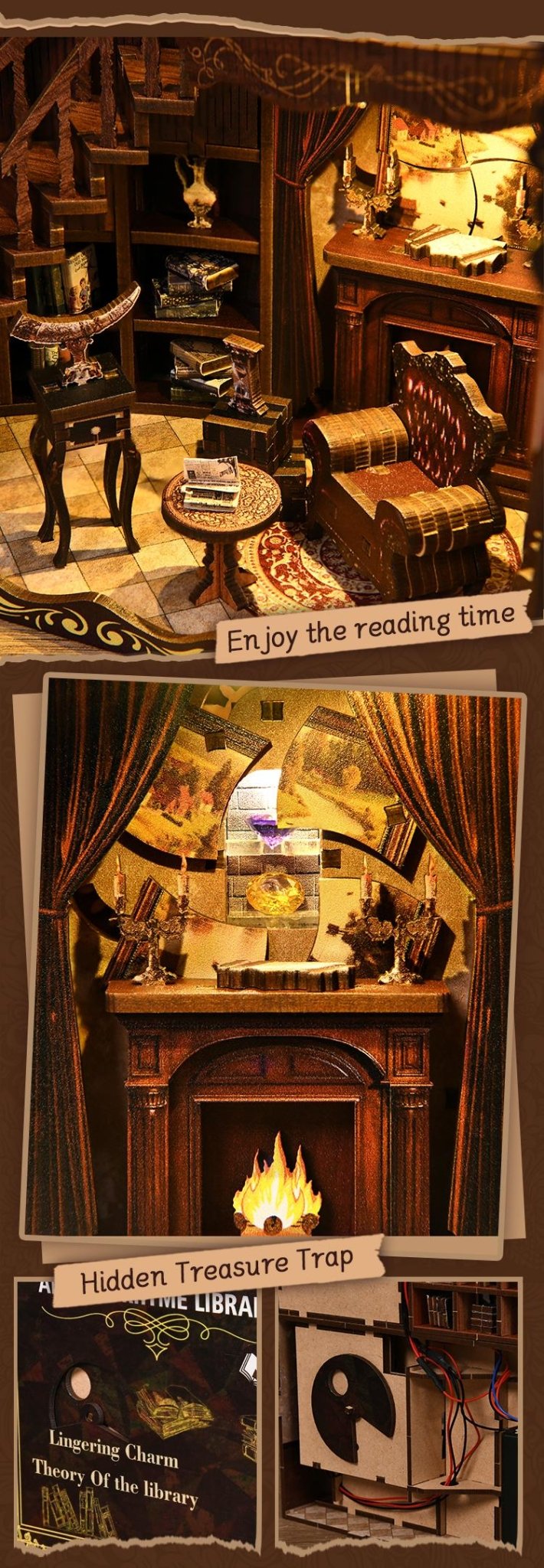 Ancient Library Booknook Kit - DIY 3D Wooden Puzzle for Bookshelf Decor DIY Craft Kits DIY Craft Tool - SummitGH