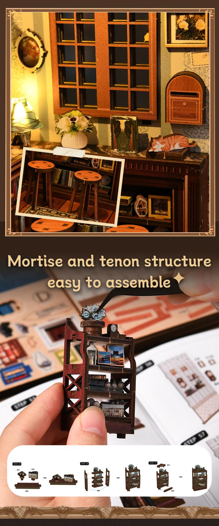 3D Book Nook Kit – DIY Dollhouse Bookshelf Insert, Cottage Reading Room Design