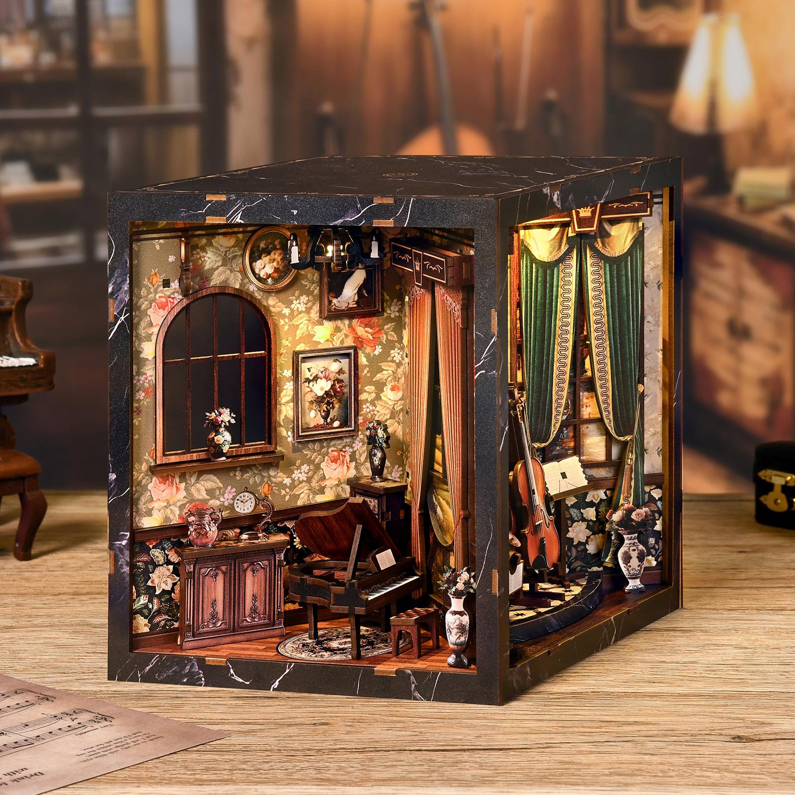 European Melody Music Booknook Kit – DIY book nook kit gift book lovers shelf decor LED- SummitGH