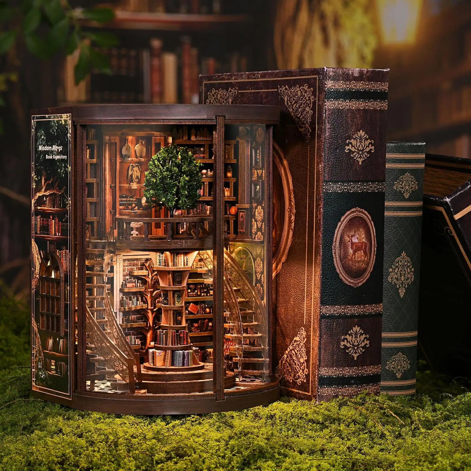 Wisdom Rings DIY Book Nook Kit – Wooden Miniature Bookshelf Model for Home Decor & Creative Crafting - SummitGH