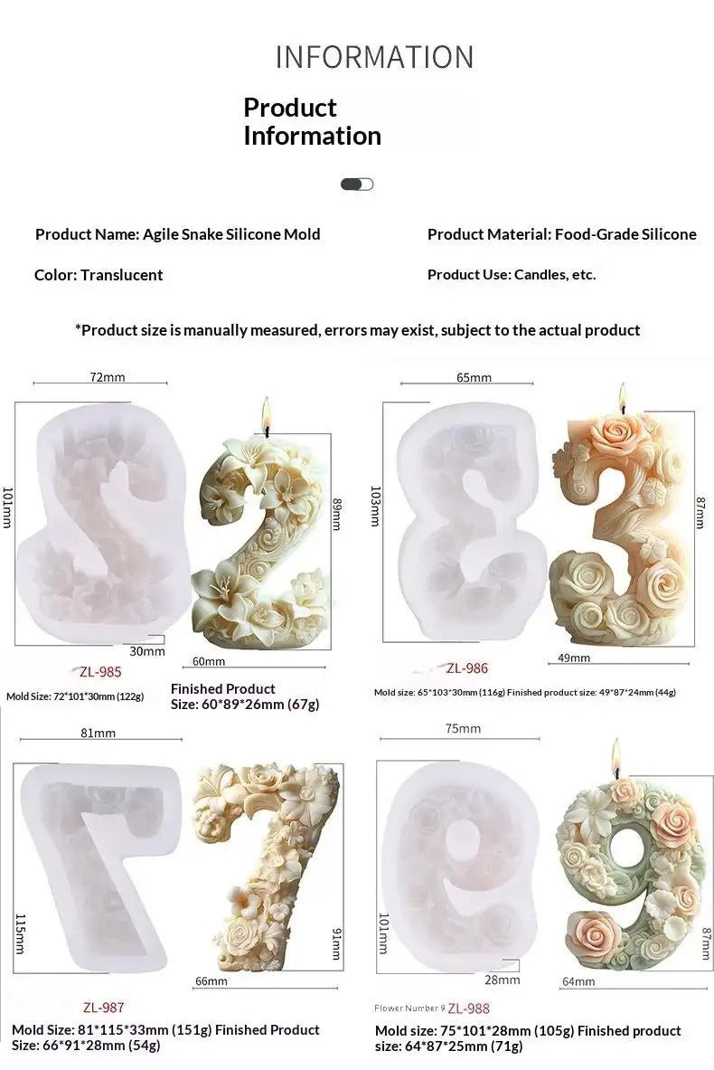 Flower Digital Silicone Mould 3D Silicone Mold for Scented Candles & Plaster Sculptures Candle Mold DIY Craft Tool - SummitGH