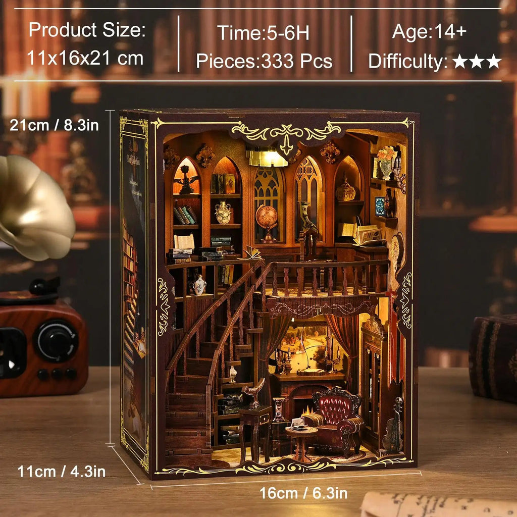 Ancient Library Booknook Kit - DIY 3D Wooden Puzzle for Bookshelf Decor DIY Craft Kits DIY Craft Tool - SummitGH