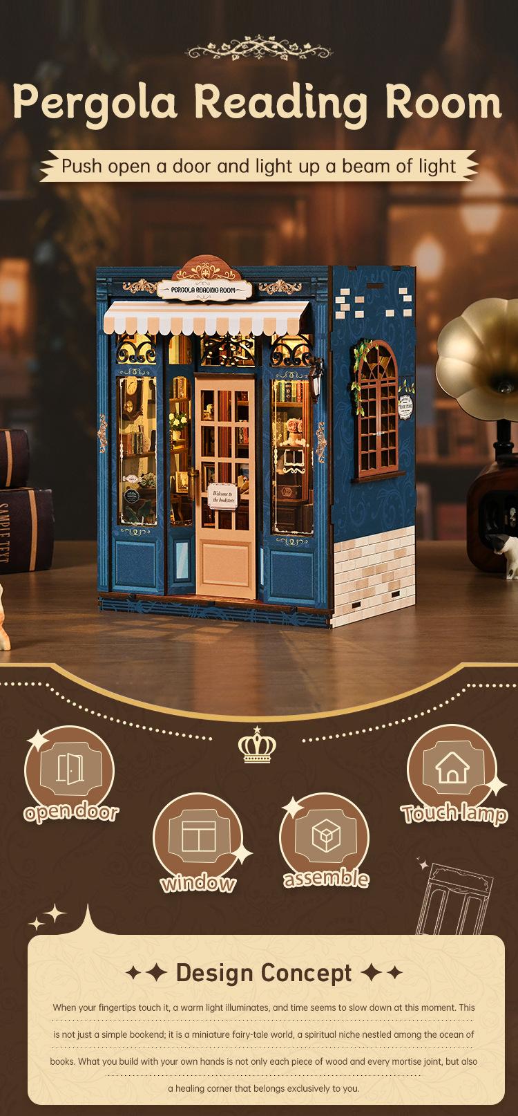 3D Miniature Dollhouse Book Nook Kit| DIY Bookshelf Puzzle Insert Cottage Home Decor Book Nook Kit DIY Craft Tool - SummitGH
