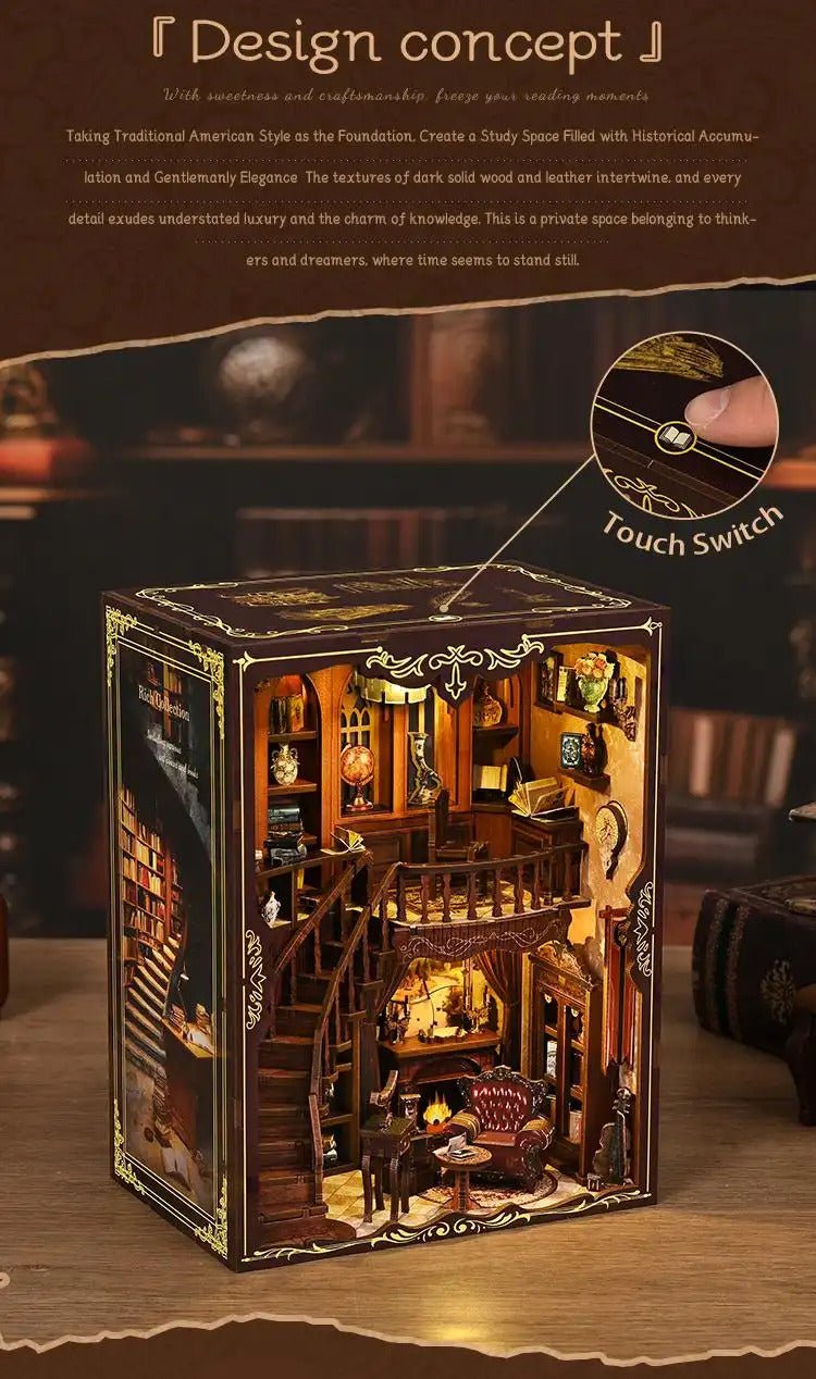 Ancient Library Booknook Kit - DIY 3D Wooden Puzzle for Bookshelf Decor DIY Craft Kits DIY Craft Tool - SummitGH