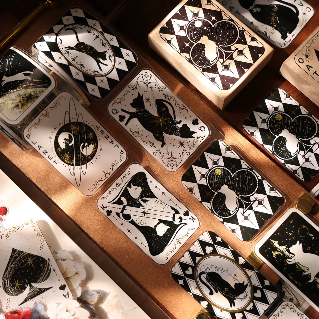 Vintage Cat Playing Card Washi Tape Set - Foil PET Journal Stickers for Scrapbooking #product_typel - SummitGH