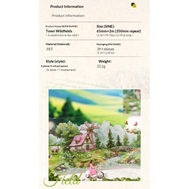 Scenic Town Landscape PET Sticker Roll | 6-Roll Cottagecore Set - SummitGH