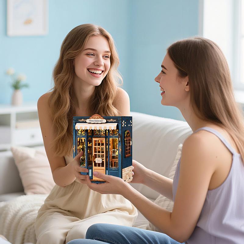 3D Book Nook Kit – DIY Dollhouse Bookshelf Insert, Cottage Reading Room Design