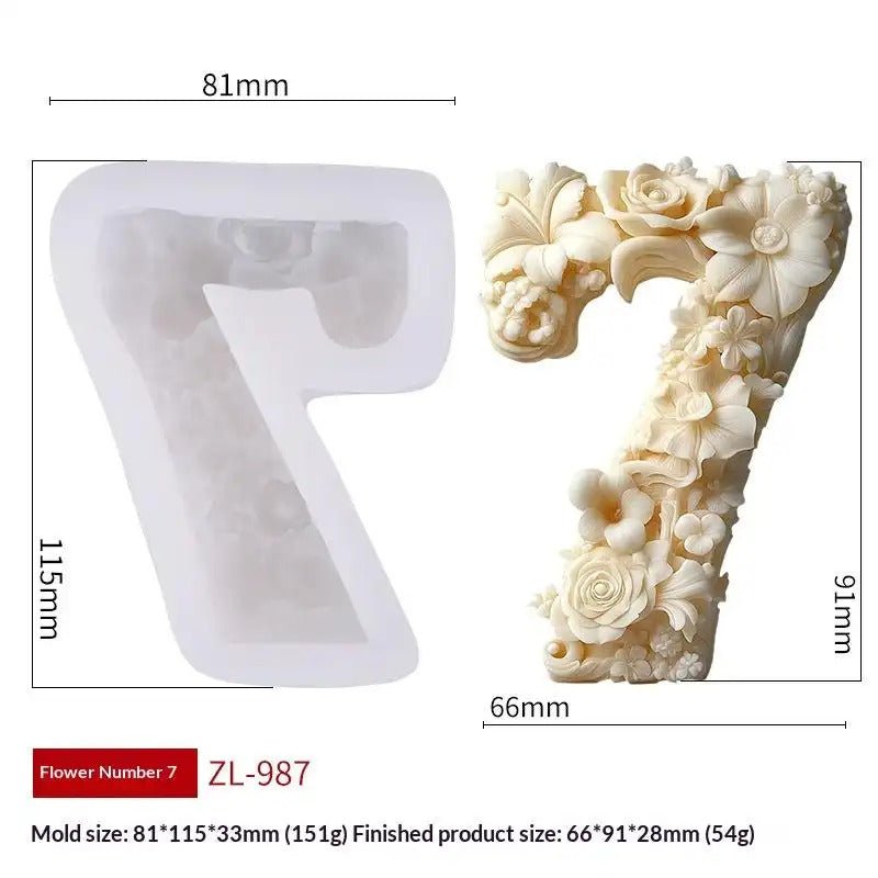 Flower Digital Silicone Mould 3D Silicone Mold for Scented Candles & Plaster Sculptures Candle Mold DIY Craft Tool - SummitGH