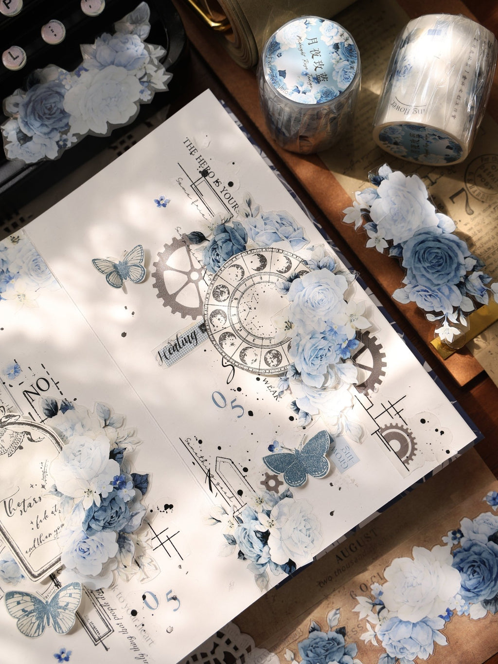 Moonlight Blue Rose PET- Stickers for Journaling – SummitGH
