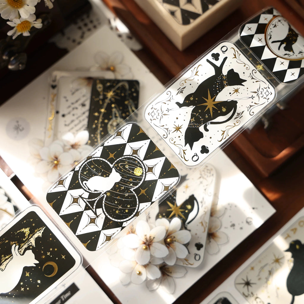 Vintage Cat Playing Card Washi Tape Set - Foil PET Journal Stickers for Scrapbooking #product_typel - SummitGH