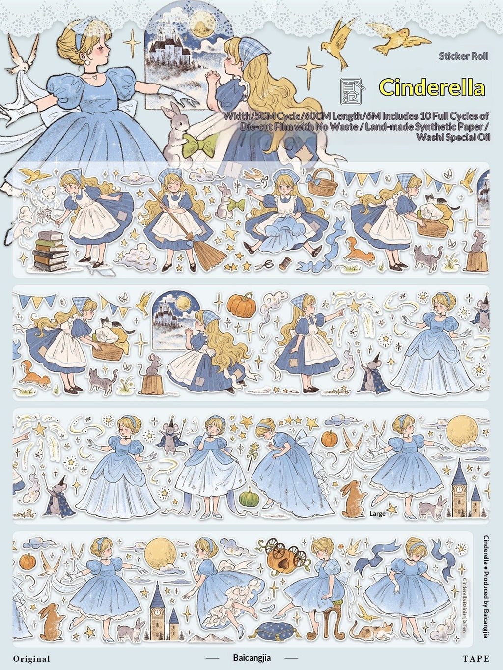 Fairytale Character Washi Tape & Stickers Set for Scrapbooking & DIY Crafts DIY Craft Tool - SummitGH