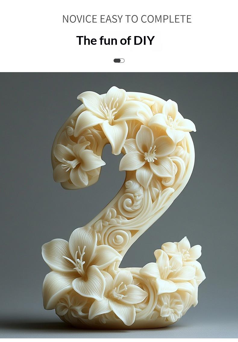 Flower Digital Silicone Mould 3D Silicone Mold for Scented Candles & Plaster Sculptures Candle Mold DIY Craft Tool - SummitGH