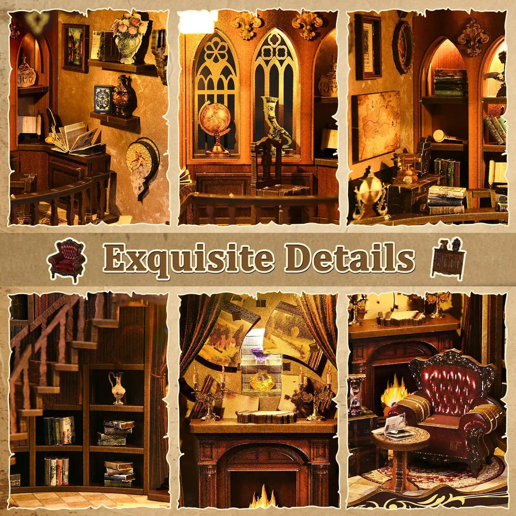 Ancient Library Booknook Kit - DIY 3D Wooden Puzzle for Bookshelf Decor DIY Craft Kits DIY Craft Tool - SummitGH