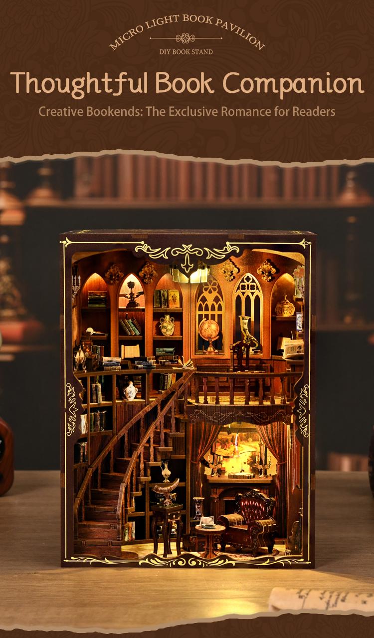 Ancient Library Booknook Kit - DIY 3D Wooden Puzzle for Bookshelf Decor DIY Craft Kits DIY Craft Tool - SummitGH