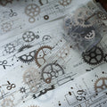 Industrial gear die-cut washi tape sticker roll, 6m vintage mechanical PET stickers for journaling and scrapbooking