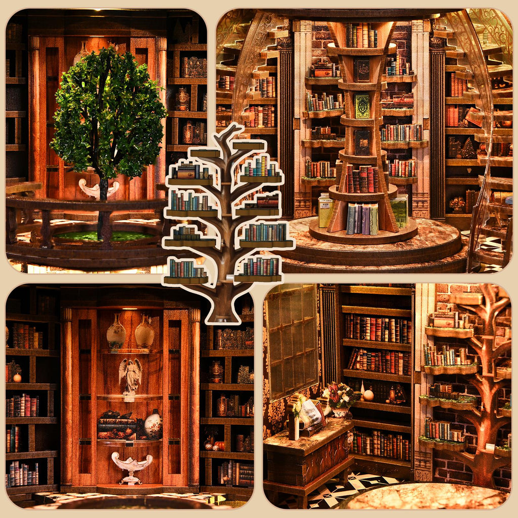 Wisdom Rings DIY Book Nook Kit | Wooden Miniature Bookshelf Model Home Decor BOOK NOOK KIT DIY Craft Tool - SummitGH