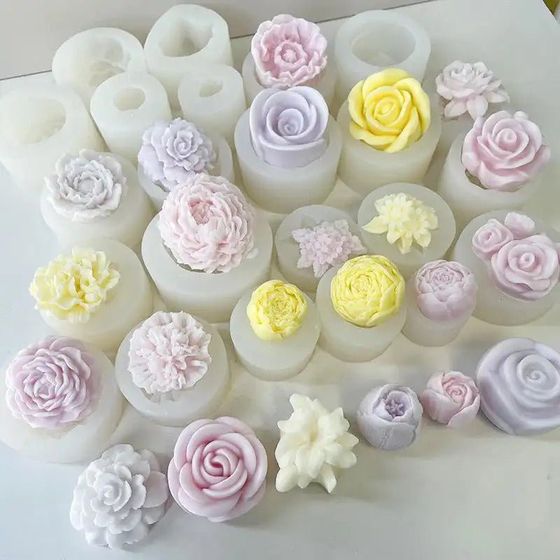 Floral 3D silicone mold for candle making, soap crafting and baking – flexible food-grade flower petal mold