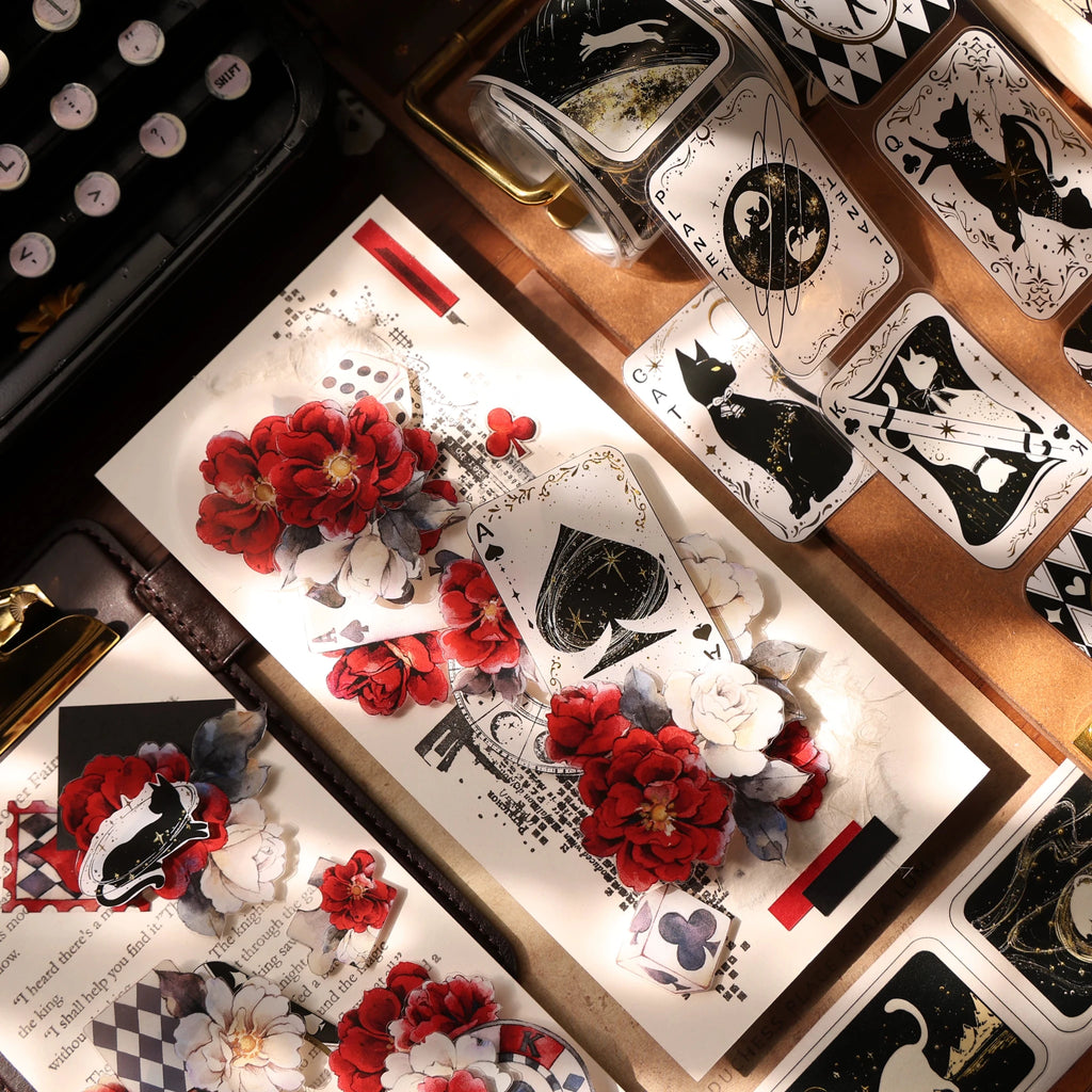 Vintage Cat Playing Card Washi Tape Set - Foil PET Journal Stickers for Scrapbooking #product_typel - SummitGH