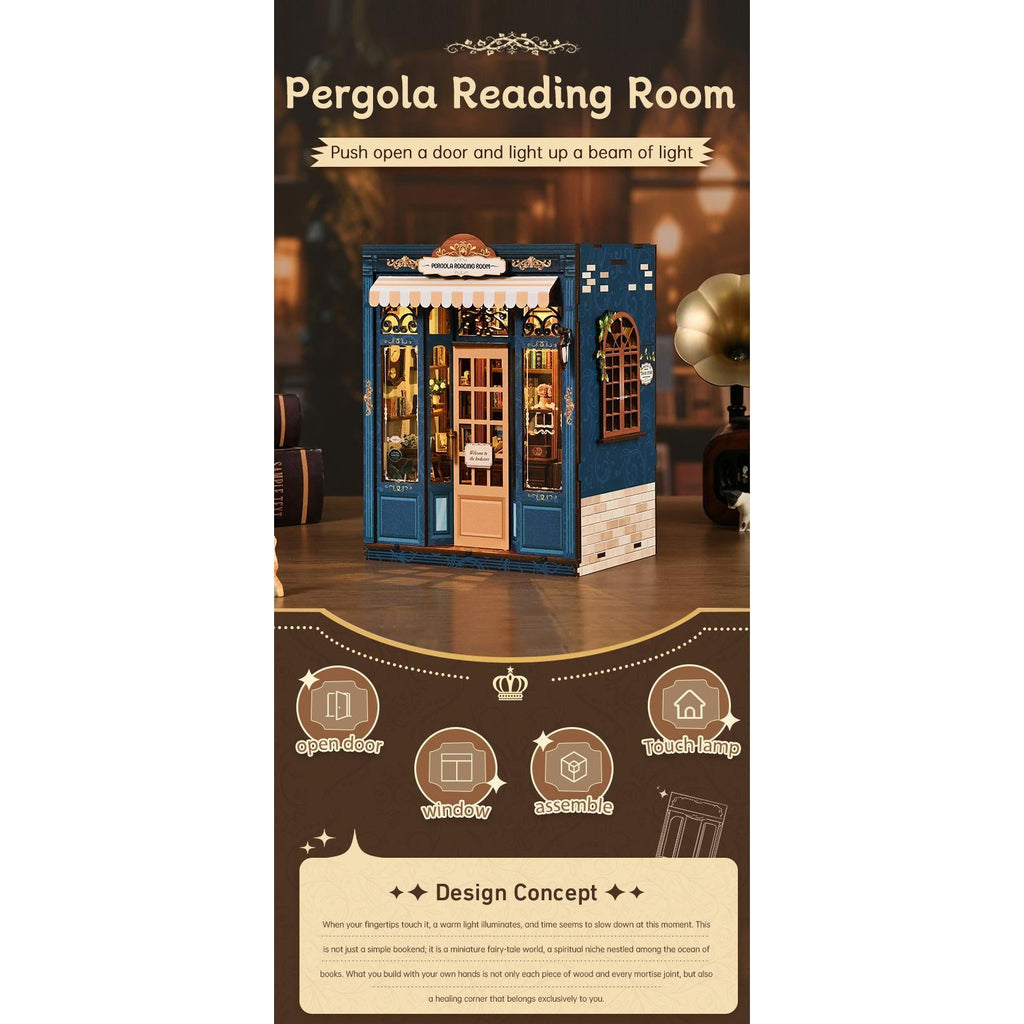 3D Book Nook Kit – DIY Dollhouse Bookshelf Insert, Cottage Reading Room Design