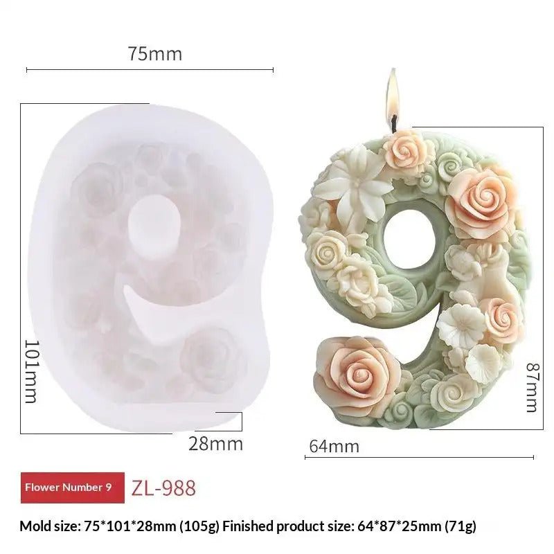 Flower Digital Silicone Mould 3D Silicone Mold for Scented Candles & Plaster Sculptures Candle Mold DIY Craft Tool - SummitGH