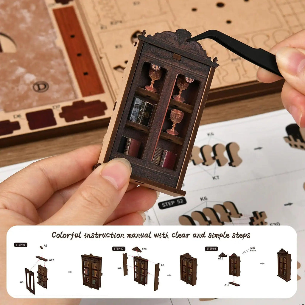 Ancient Library Booknook Kit - DIY 3D Wooden Puzzle for Bookshelf Decor DIY Craft Kits DIY Craft Tool - SummitGH