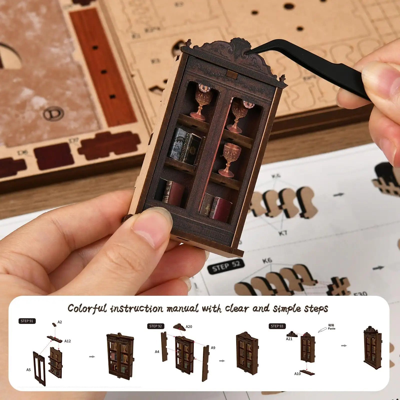 Ancient Library Booknook Kit - DIY 3D Wooden Puzzle for Bookshelf Decor DIY Craft Kits DIY Craft Tool - SummitGH