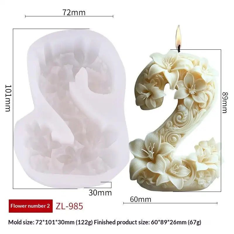 Flower Digital Silicone Mould 3D Silicone Mold for Scented Candles & Plaster Sculptures Candle Mold DIY Craft Tool - SummitGH