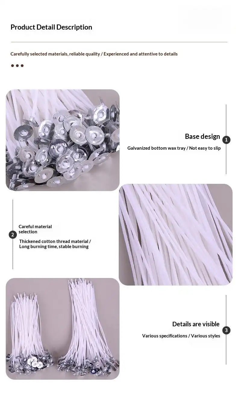 40 Strand Braided Candle Wick Set (10cm)| 100-Pack for DIY Butter Lamps, Pillar & Container Candles - SummitGH
