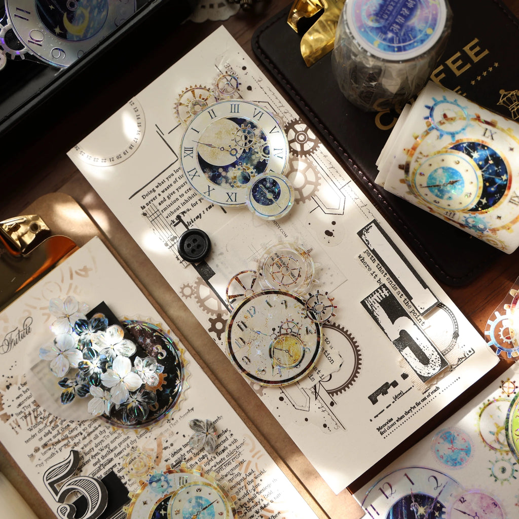 Vintage gear design washi tape set for bullet journal and planner decoration - SummitGH