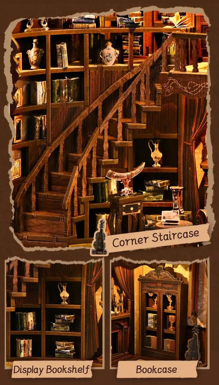 Ancient Library Booknook Kit - DIY 3D Wooden Puzzle for Bookshelf Decor DIY Craft Kits DIY Craft Tool - SummitGH