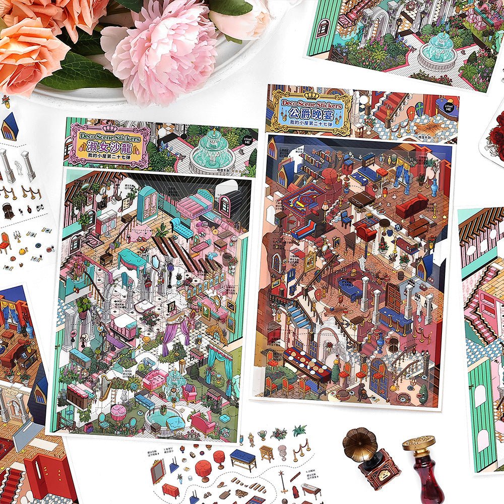 Vintage Room 2.5D Stickers for Scrapbooking & DIY Crafts - Mini Scene Diorama #product_typeSummitGH