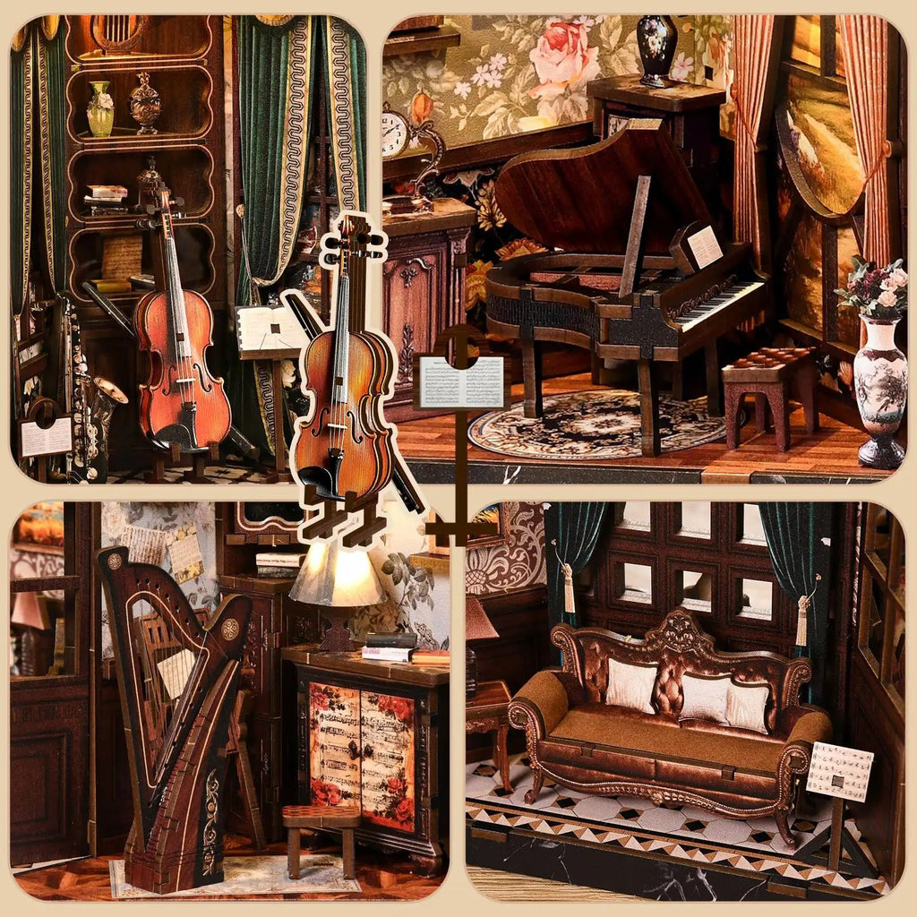 European Melody Music Booknook Kit –book nook shelf insert miniature scene craft kit adults- SummitGH